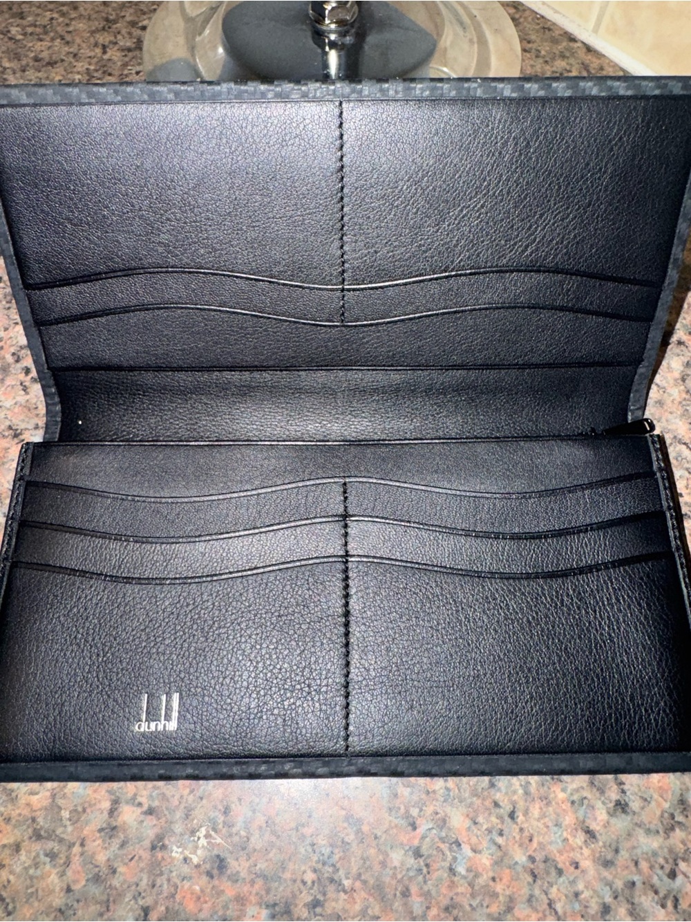 Dunhill London Chassis Carbon Fiber Print Leather Wallet ✅AUTHENTIC✅ retail $350 - Picture 3 of 6